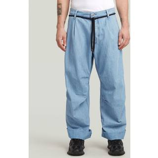 Pleated 3D Denim Jeans - Light blue - Men