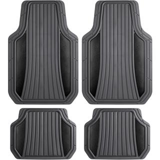 Motor Trend Chrometech Car Floor Mats Fuldt sæt - Holdbare gummigulvmåtter til biler med to tone accent All vejrinteriør beskyttelse til for og b