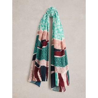 White Stuff White Stuff Green Abstract Patchwork Scarf