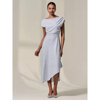Jolie Moi Jolie Moi White Asymmetric Drape Midi Dress