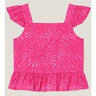 Monsoon Monsoon Pink 100% Cotton Sun Print Frilly Top