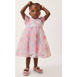 Monsoon Monsoon Pink Baby Haisley Appliqué Flower Tulle Dress - 50-62cm (Upto 3 Months)