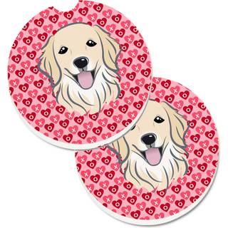 """" Caroline's Treasures BB5275Carc Golden Retriever Hearts Cup Holder Car Coasters (sæt af 2) 2.56 """" ""Multicolor"" ""