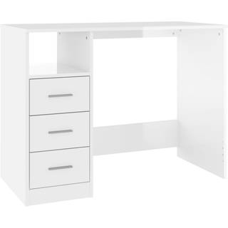 Skrivebord M. Hylder 102X50X76 Cm Konstrueret Træ - Hvid højglans