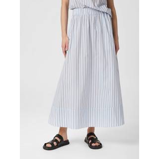Yara Stripe Poplin Long Nederdel, Light Blue, 40