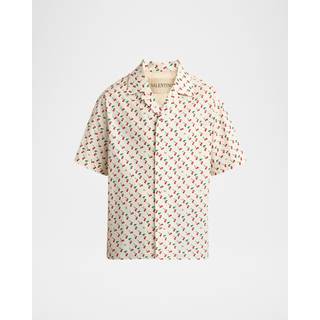 Valentino Cherryfic cotton poplin bowling shirt - neutrals - EU 46