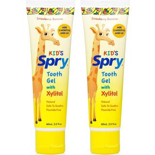 Spry Xylitol Baby Toothpasta Fluorid Gratis Strawberry Banana 2 fl oz (pakke med 2) til børn i alderen 3 måneder og op