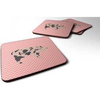 """" Caroline's Treasures Mini Miniature Pig Pink Check Decorative Coasters 3.5 multicolor """"