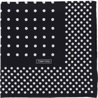 Tom Ford Logo polka-dot silk pocket square - black - One Size