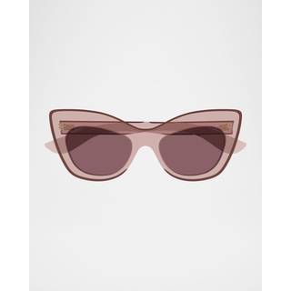 Alexander McQueen Kvinde AM0516S 004 Solbriller Bio-injekt Rosa Brun Cat Eye