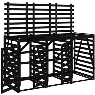 Tredobbelt Skraldespandsskjuler Massivt Fyrretræ Gyldenbrun - Fyrretræ sort