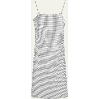 Vince Checked ruched midi dress - white - XS
