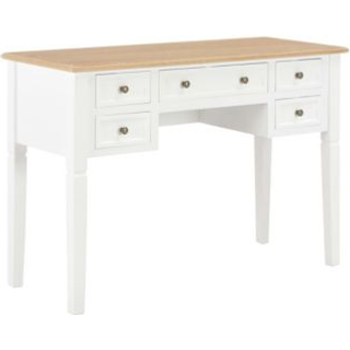 Skrivebord Med Fem Skuffer - Brun og hvid