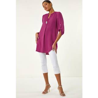 Roman Button Detail Longline Tunika Top40