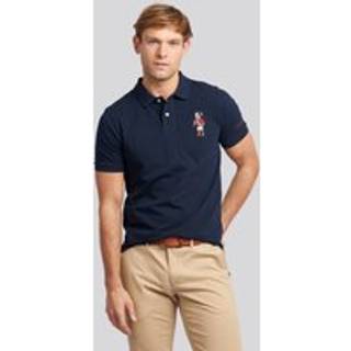 U. S. Polo Assn U. S. Polo Assn. Blue Mens Regular Fit Chuck Pique 100% Cotton Polo Shirt - Medium