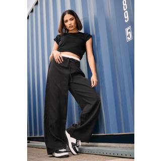 PixieGirl Petite PixieGirl Petite Dark Black Pinstripe Wide Leg Trousers