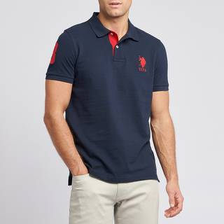 U. S. Polo Assn U. S. Polo Assn. Navy Blue Regular Fit Mens Player 3 Pique 100% Cotton Polo Shirt