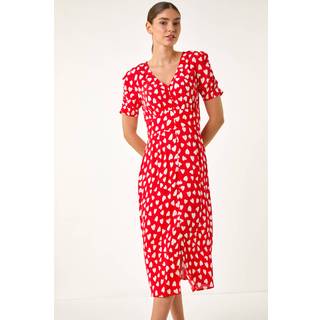 Roman Hjerte Tryk Ruched Midi Kjole42