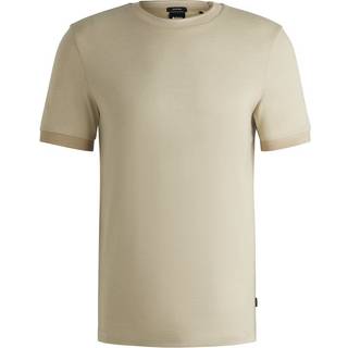 T-shirt med slim fit i struktureret bomuld med kontrastfuld krave