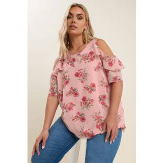 Yours Curve Yours Curve Light Pink Lined Frill Blouse