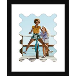 AMERICANFLAT 8X10 Billedramme med b?lget mat i sort - Brug som 11x14 billedramme uden mat eller 8x10 ramme med mat - konstrueret tr?ramme med knu