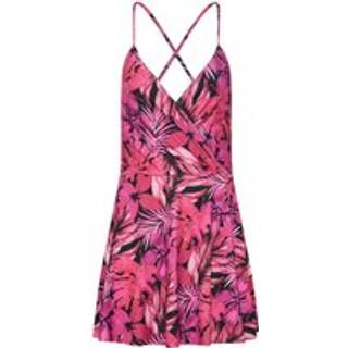Lts Tall Women's Pink Tropical Palm Skirted Swimsuit Size 14