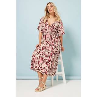 Yours Curve Yours Curve Red Abstract Wrap Dress