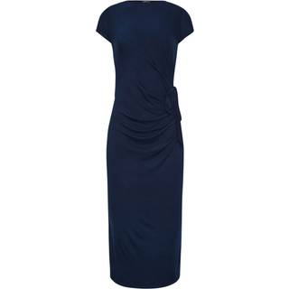 Lts Tall Navy Blue Ruched Tie Midi Dress 12 Lts | Tall Women's Midi Dresses