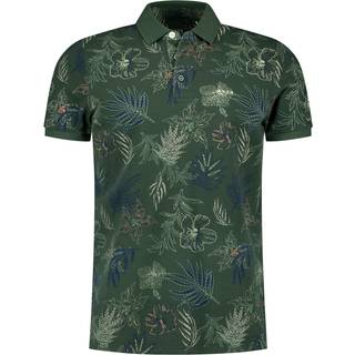 N.Z.A. Herren Polo-Shirt grün geblümt