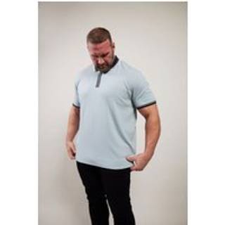 BadRhino Big & Tall BadRhino Big & Tall Blue Seersucker Zip Polo Shirt