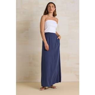 Lts Tall Navy Blue Acid Wash Side Split Maxi Skirt 16 Lts | Tall Women's Maxi Skirts