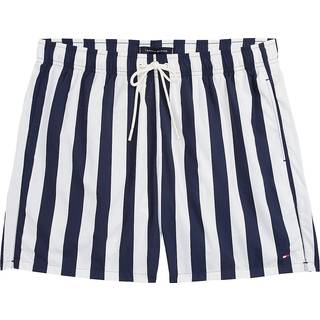Tommy Hilfiger Tommy Hilfiger Pink Medium Length Stripe Drawstring Swim Trunks
