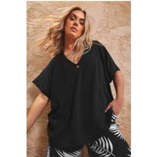 Yours Curve Yours Curve T-shirt med knapper og luftgennemstrømning