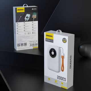 Dudao Mini Powerbank 20000mAh med 22,5W hurtigopladning og LCD-display - Hvid