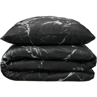 Sengetøj 240x220 cm - bomuldssatin - Marmor - sort - Luna Denmark