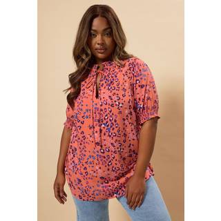 Yours Curve Yours Curve Orange Tie Neck Short Sleeve Blouse