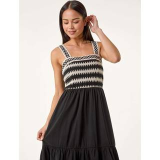 Roman Roman Black Petite Crochet Trim Strap Dress