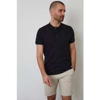 Threadbare Threadbare Black Ottoman Rib Textured 100% Cotton Polo Shirt
