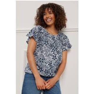 M & Co M & Co Blue Boho 100% Cotton T-Shirt