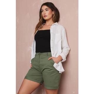 Lts Tall Khaki Green Cotton Chino Shorts 16 Lts | Tall Women's Linen And Cotton Shorts