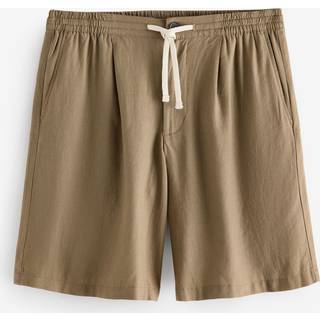 Threadbare Threadbare Brown Loose Fit Linen Blend Pleated Shorts