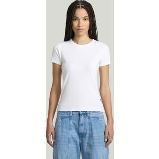 Rib Cap Sleeve T-Shirt - White - Women