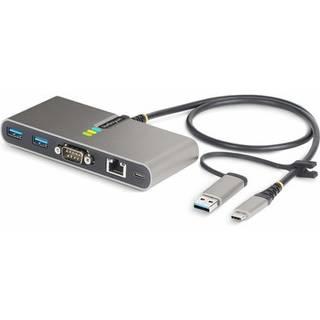 StarTech.com 2-Port USB-C/USB-A Hub with GbE and RS232 Serial 2x USB-A - hub - 2 ports USB hub - 2 ports - Grå