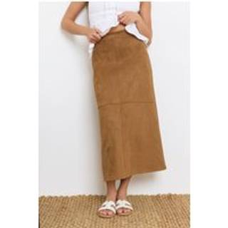 PixieGirl Petite PixieGirl Petite Brown Suedette Midi Skirt