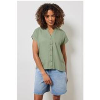 M & Co M & Co Green Grown On Sleeve Button Shirt