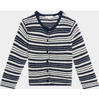 Vince Open-knit striped cotton cardigan - blue - XS
