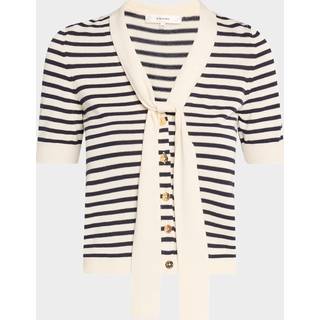 Frame The Sailor striped tie-neck sweater - blue - XL