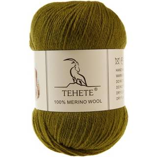 Tehete 100% merino uldgarn til strikning af 3-lags luksus varm blød let let hæklet garn (Qiuxiang Green 1ball)