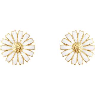 DAISY Ørestikker, Georg Jensen, Sterlingsølv belagt med 18 kt. guld / Hvid emalje