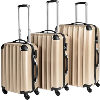 Kuffertsæt hardcase - champagnefarvet